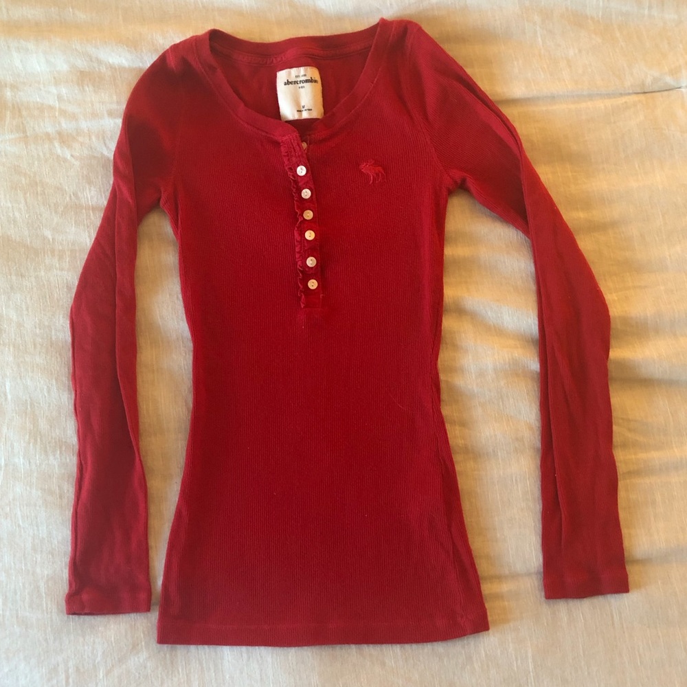 Abercrombie kids red Henley (girls) M